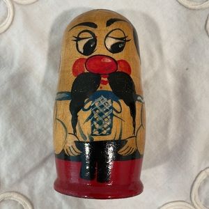 Vintage Wooden Caricature Asian Man